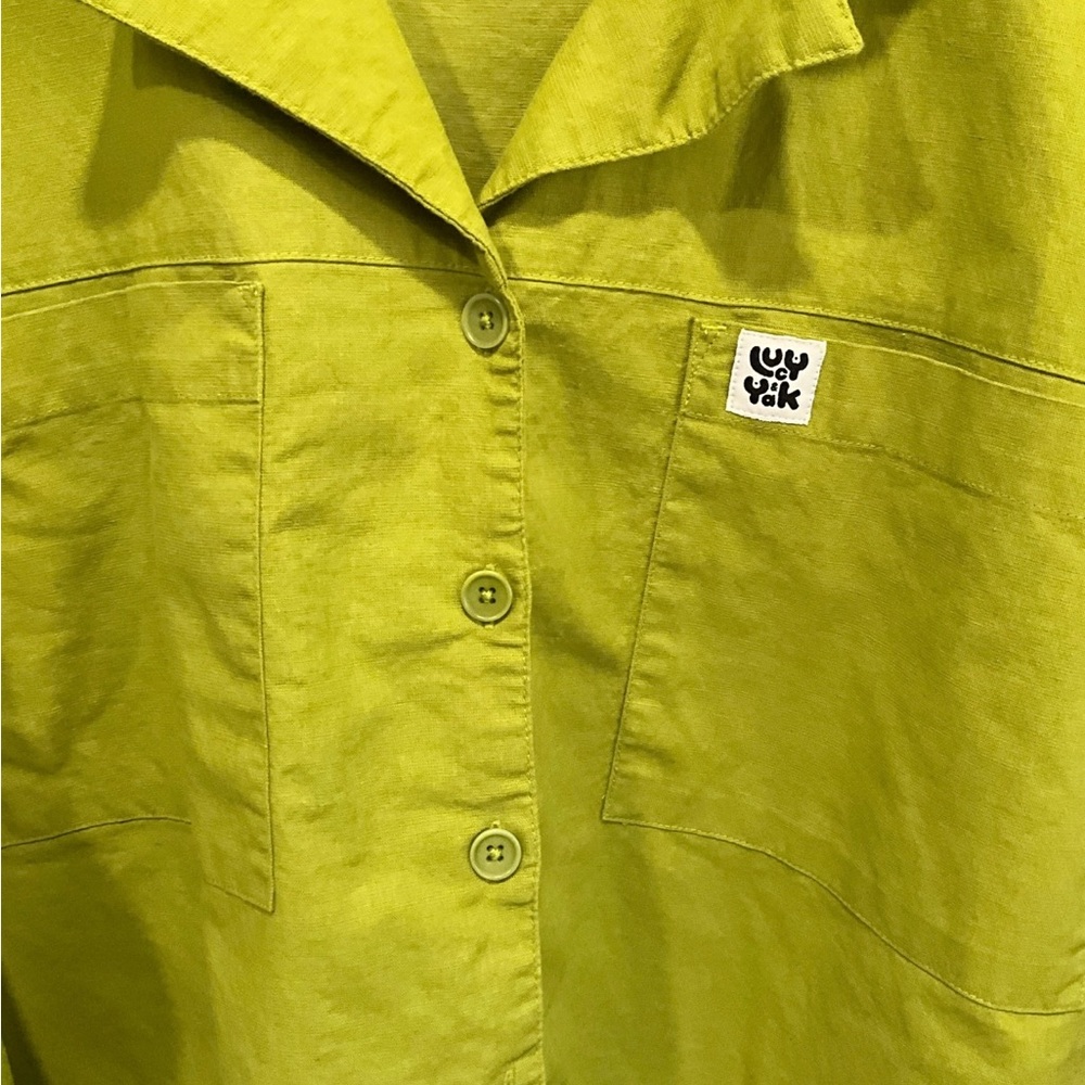 Lucy & Yak Lime Green Wide Leg Alfie Shirt and Freddie Trousers Set XL - Picture 5 of 10